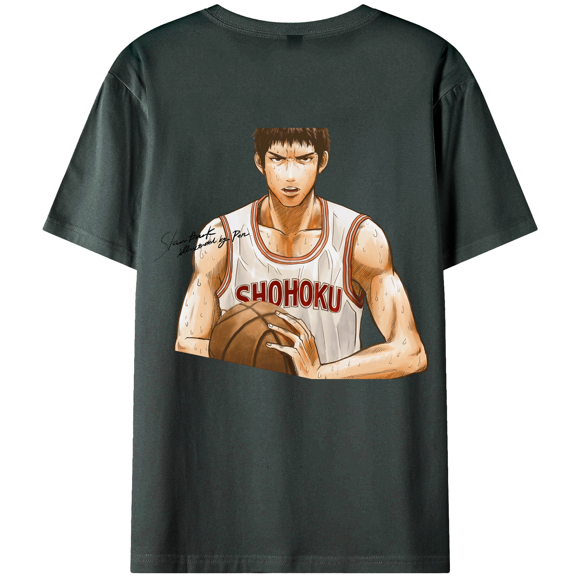 （画像用） SLAM DUNK／スラムダンク 綿100％ メンズ半袖Tシャツ（バックプリント） 通気性